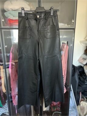 Zara Black Faux Leather Waistband Skirt